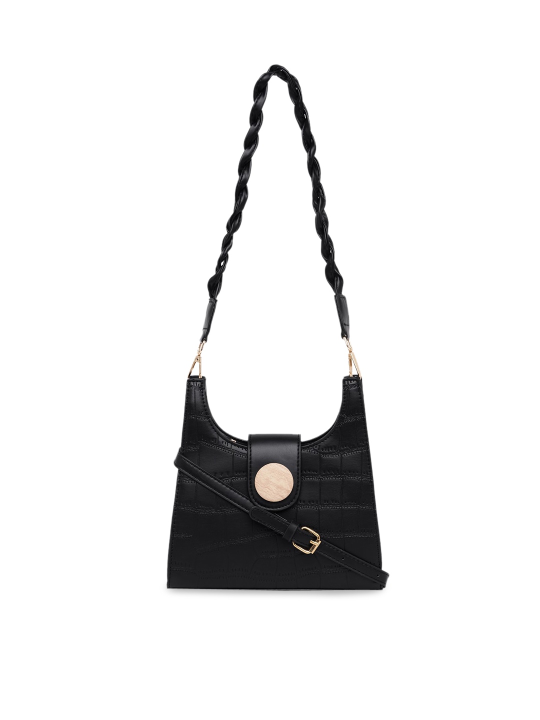 

20Dresses Black Textured Structured Sling Bag