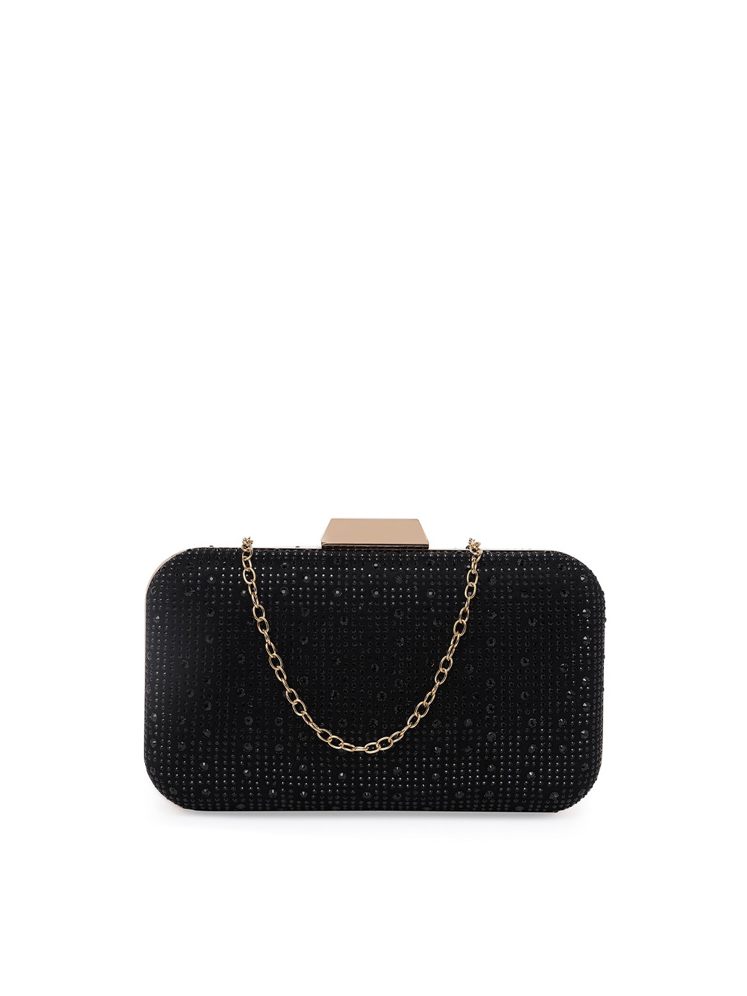 

20Dresses Women Black Embellished Clutch With Chain Strap