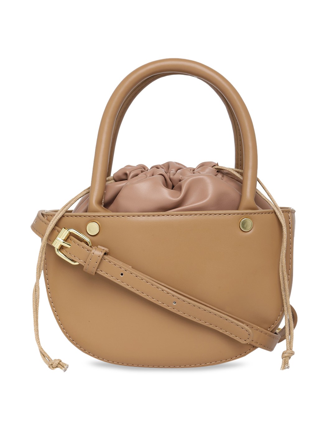 

20Dresses Tan Bucket Handheld Bag with Tasselled