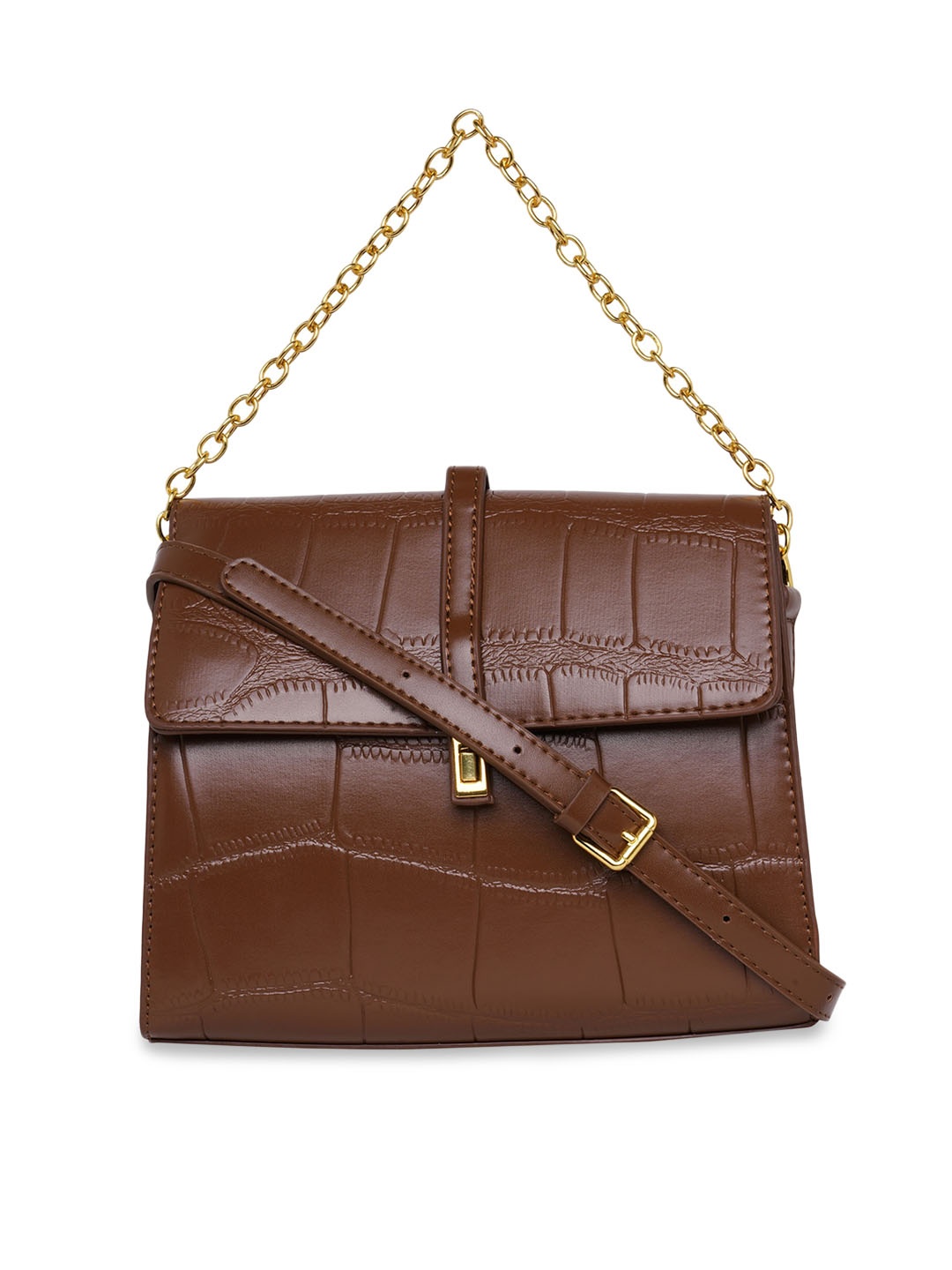 

20Dresses Brown Structured Handheld Bag with Quilted