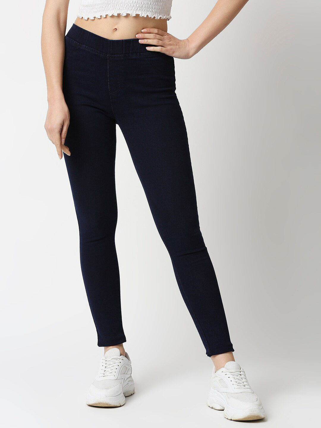 

High Star Women Navy Blue Solid Jeggings