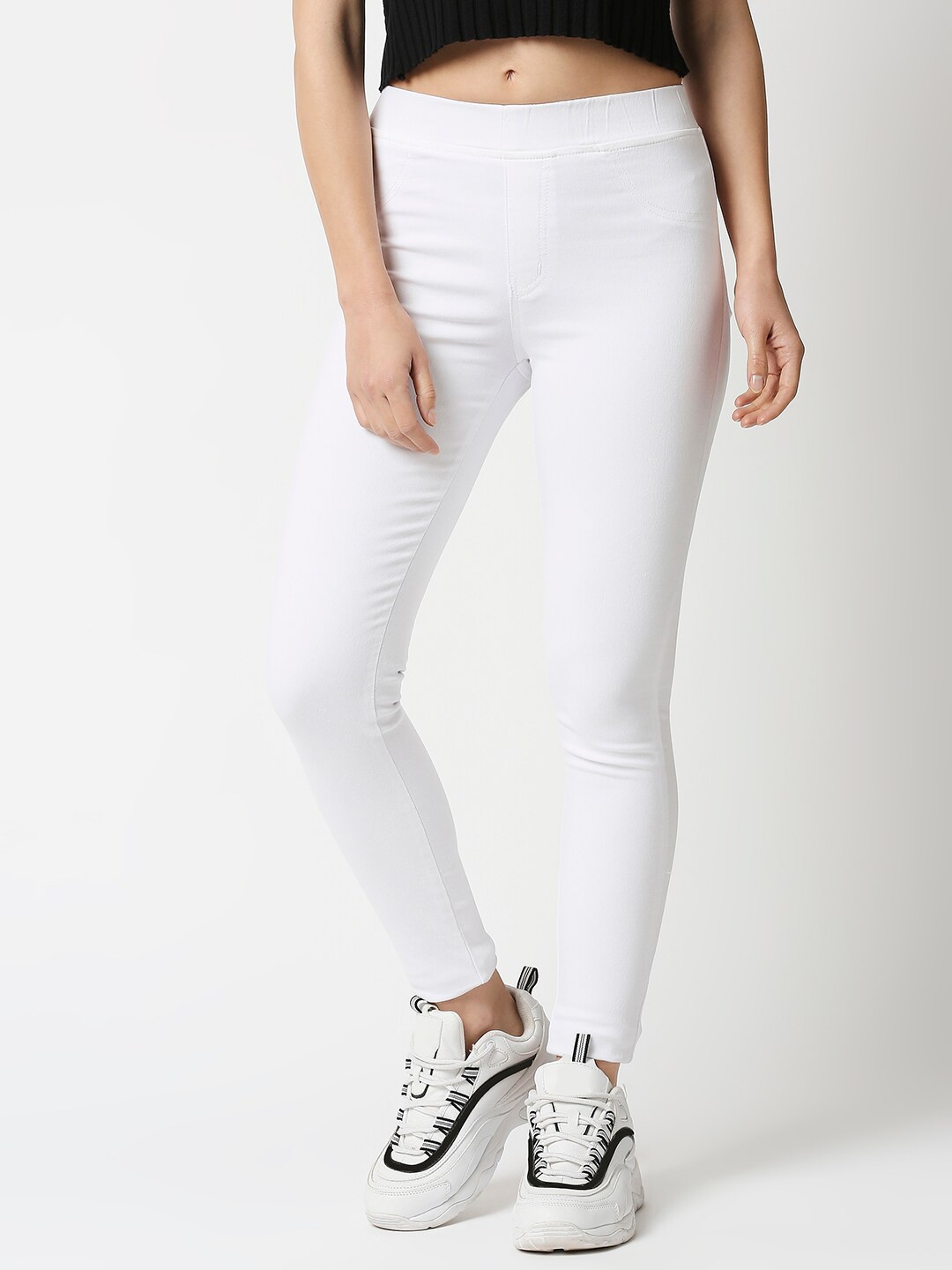 

High Star Women White Solid Skinny-Fit Jeggings