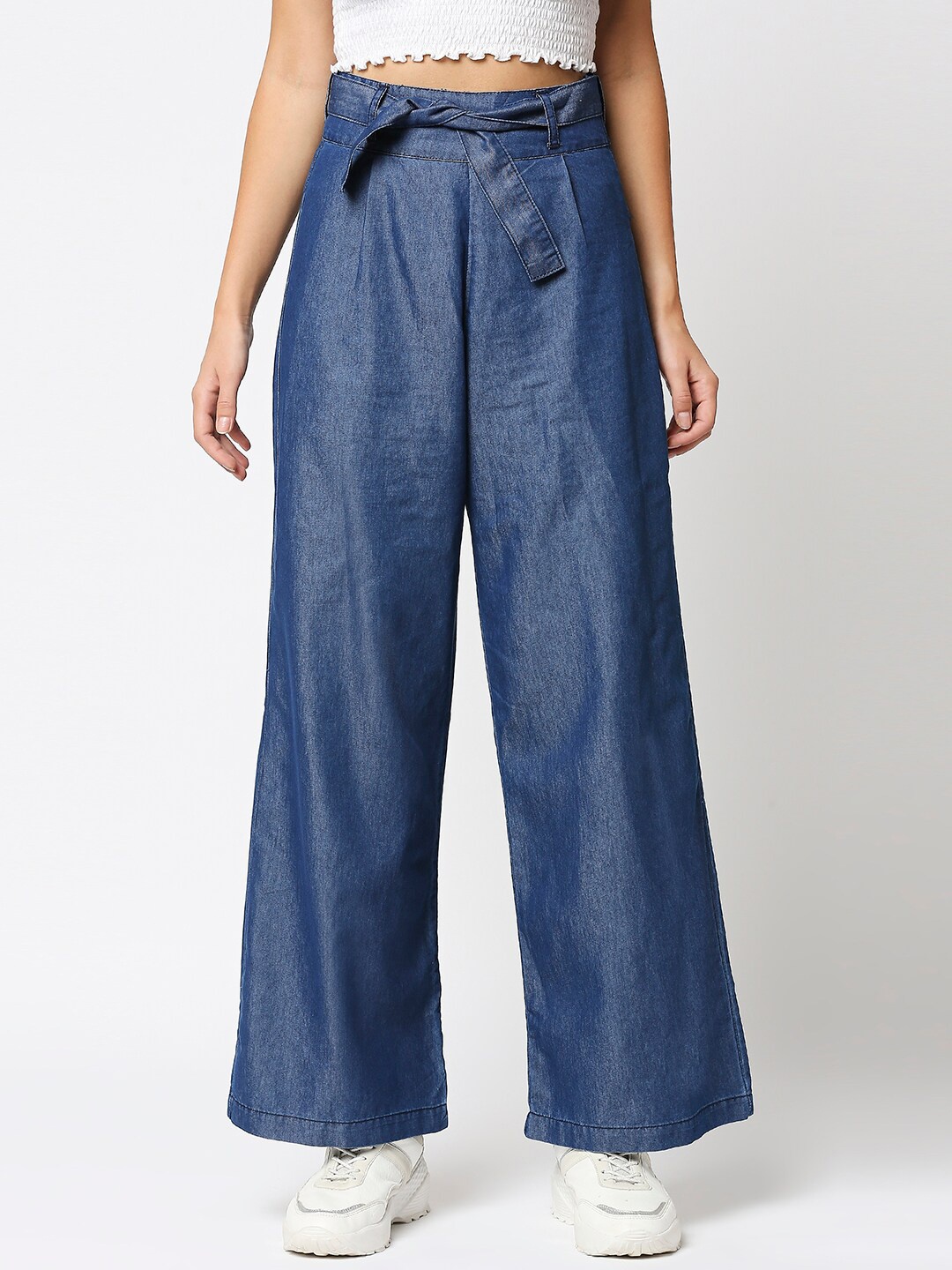 

High Star Women Blue Wide Leg Palazzos