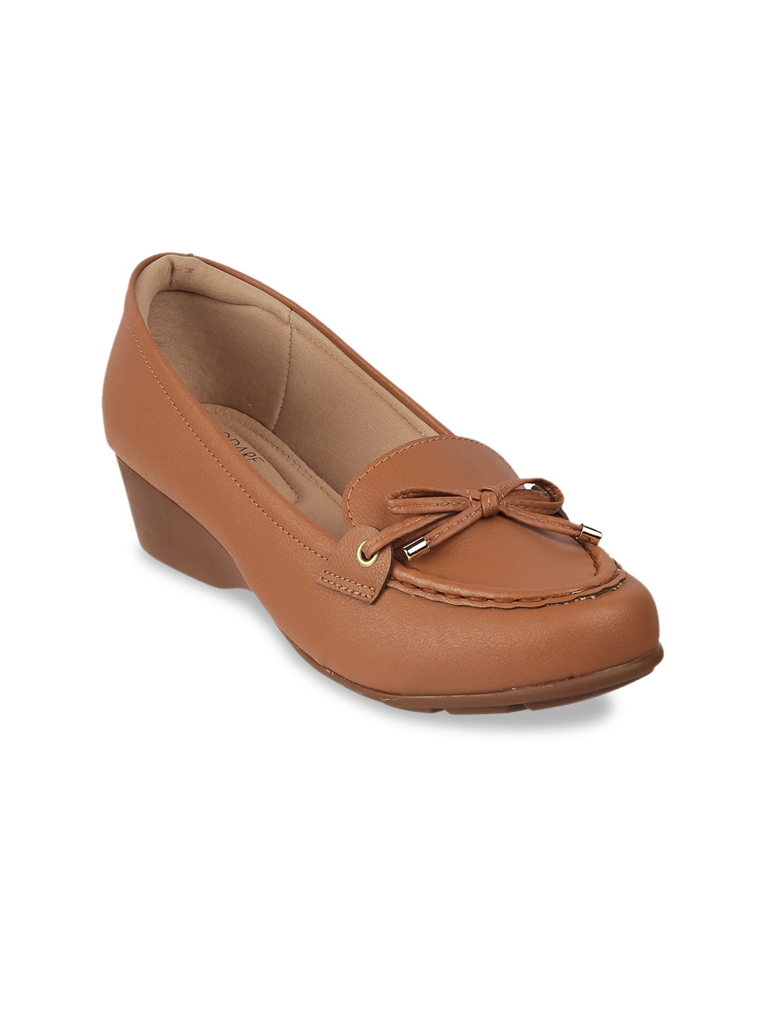 

MODARE Brown PU Wedge Pumps with Bows