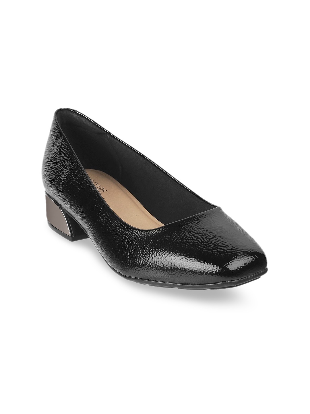 

MODARE Black Textured PU Block Pumps