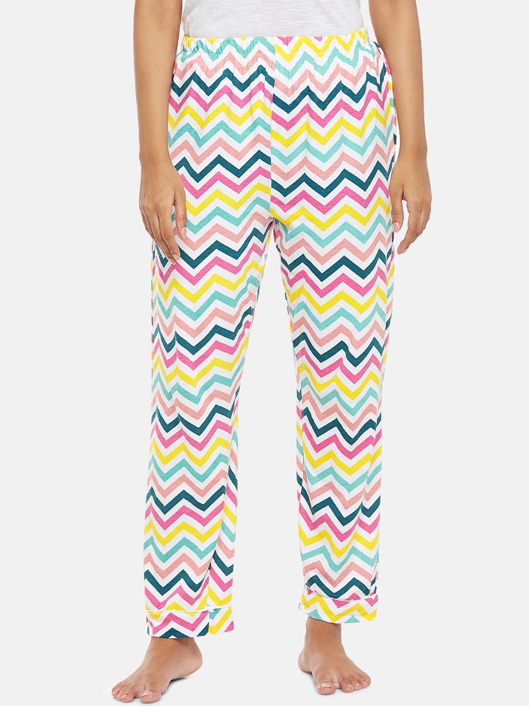 

People Women Multicoloured Chevron Mid-Rise Lounge Pants, Multi