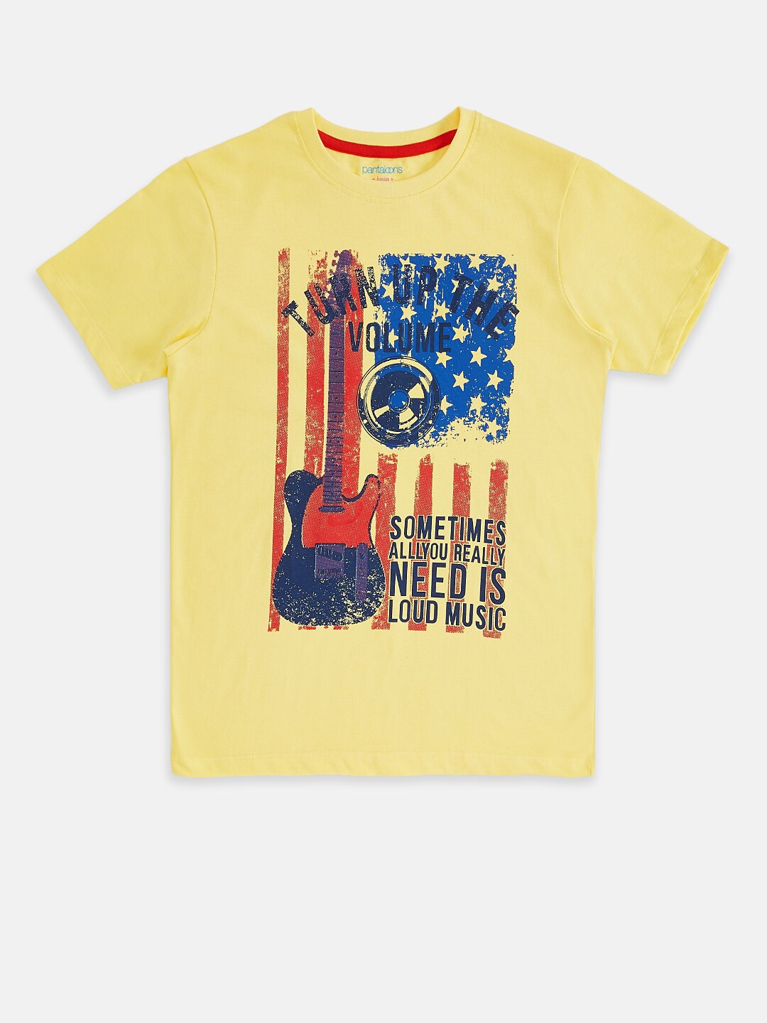 

Pantaloons Junior Boys Yellow Printed T-shirt