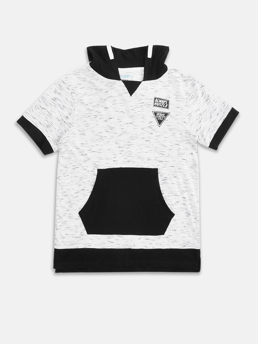 

Pantaloons Junior Boys White & Black Printed Polo Collar T-shirt
