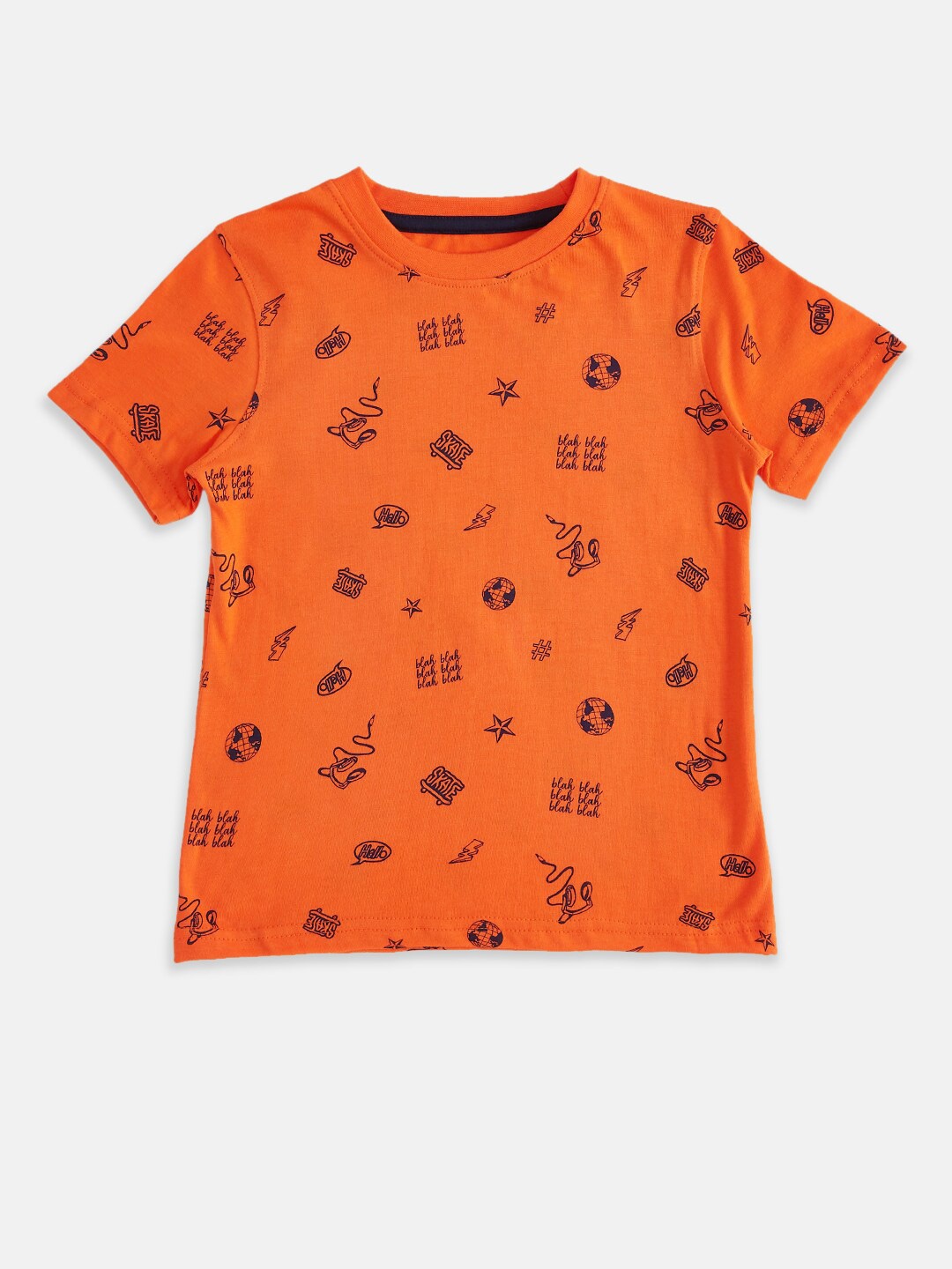 

Pantaloons Junior Boys Orange Printed T-shirt