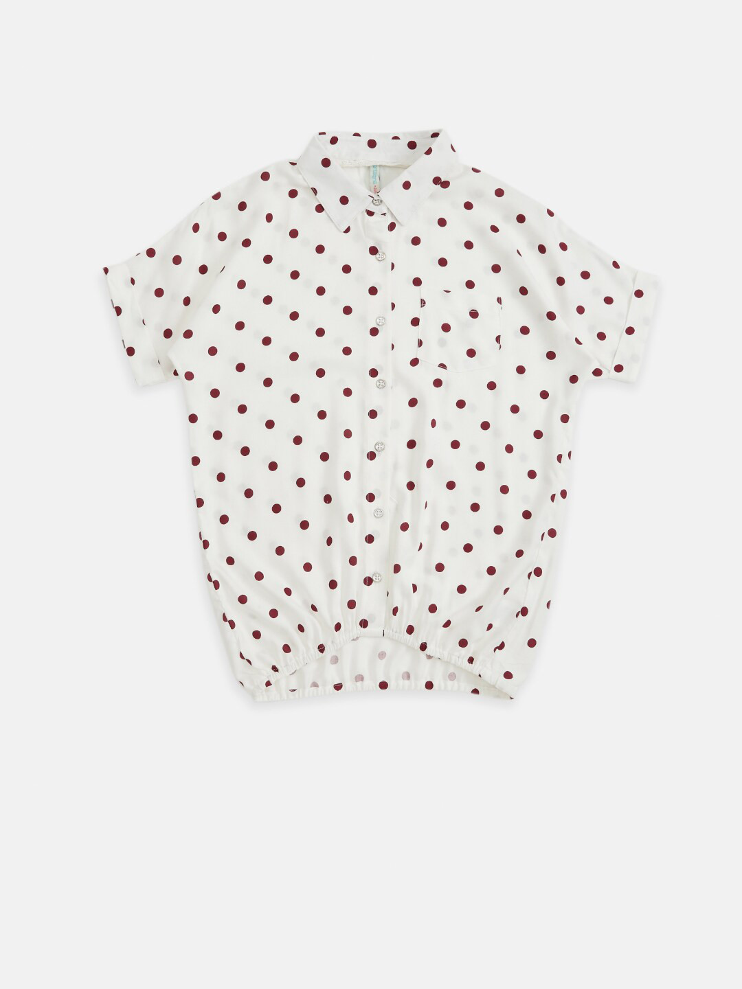 

Pantaloons Junior Girls White Polka Dots Printed Blouson Top
