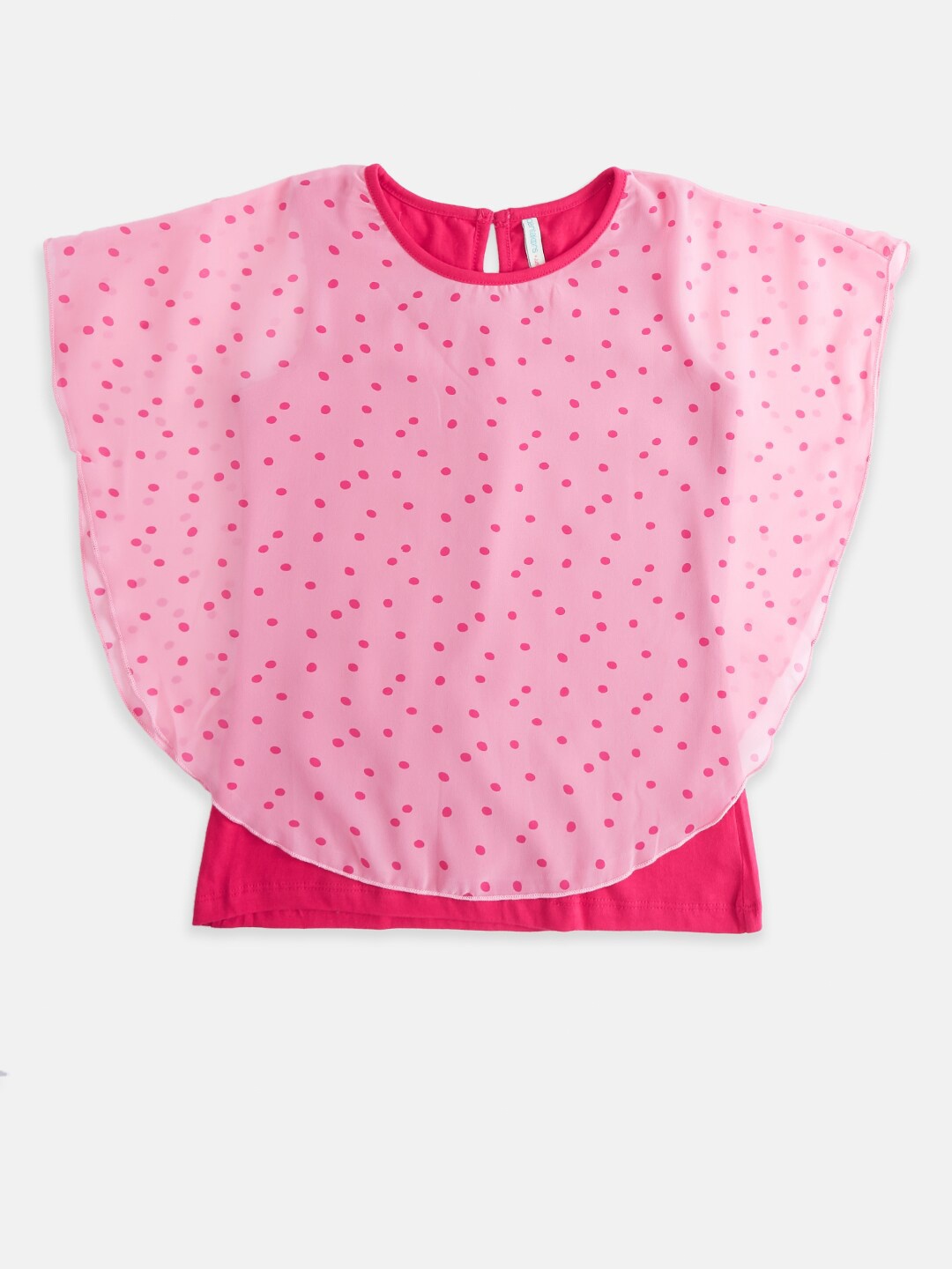 

Pantaloons Junior Pink Pure Silk Georgette Cape Top