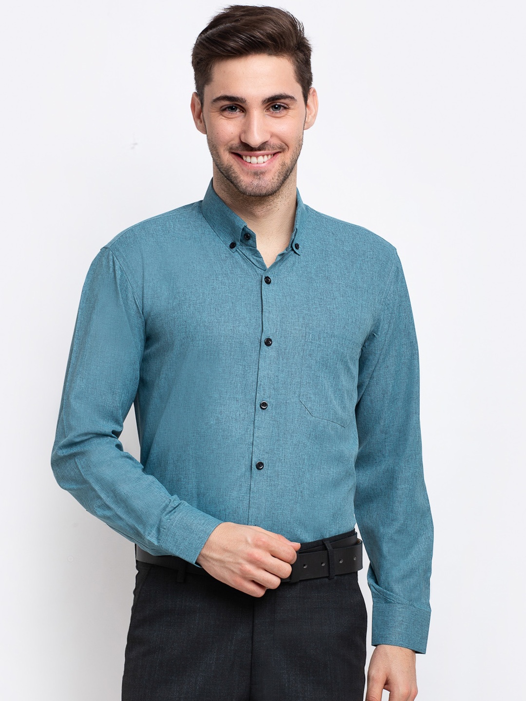 

JAINISH Men Teal Smart Opaque Formal Shirt