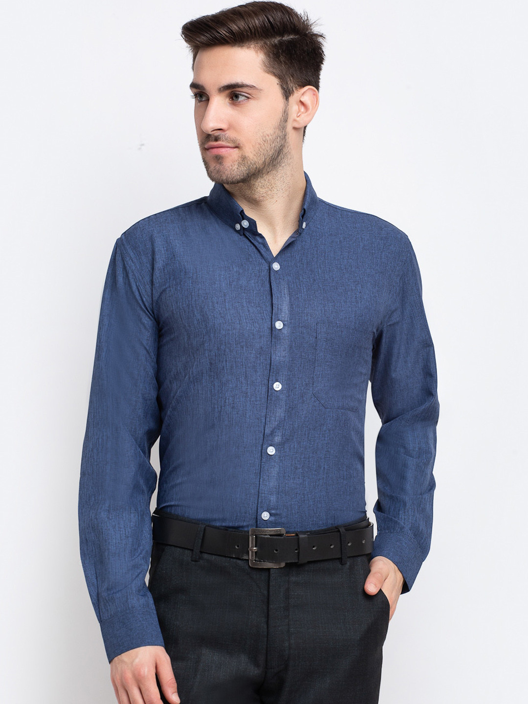 

JAINISH Men Blue Smart Opaque Formal Shirt