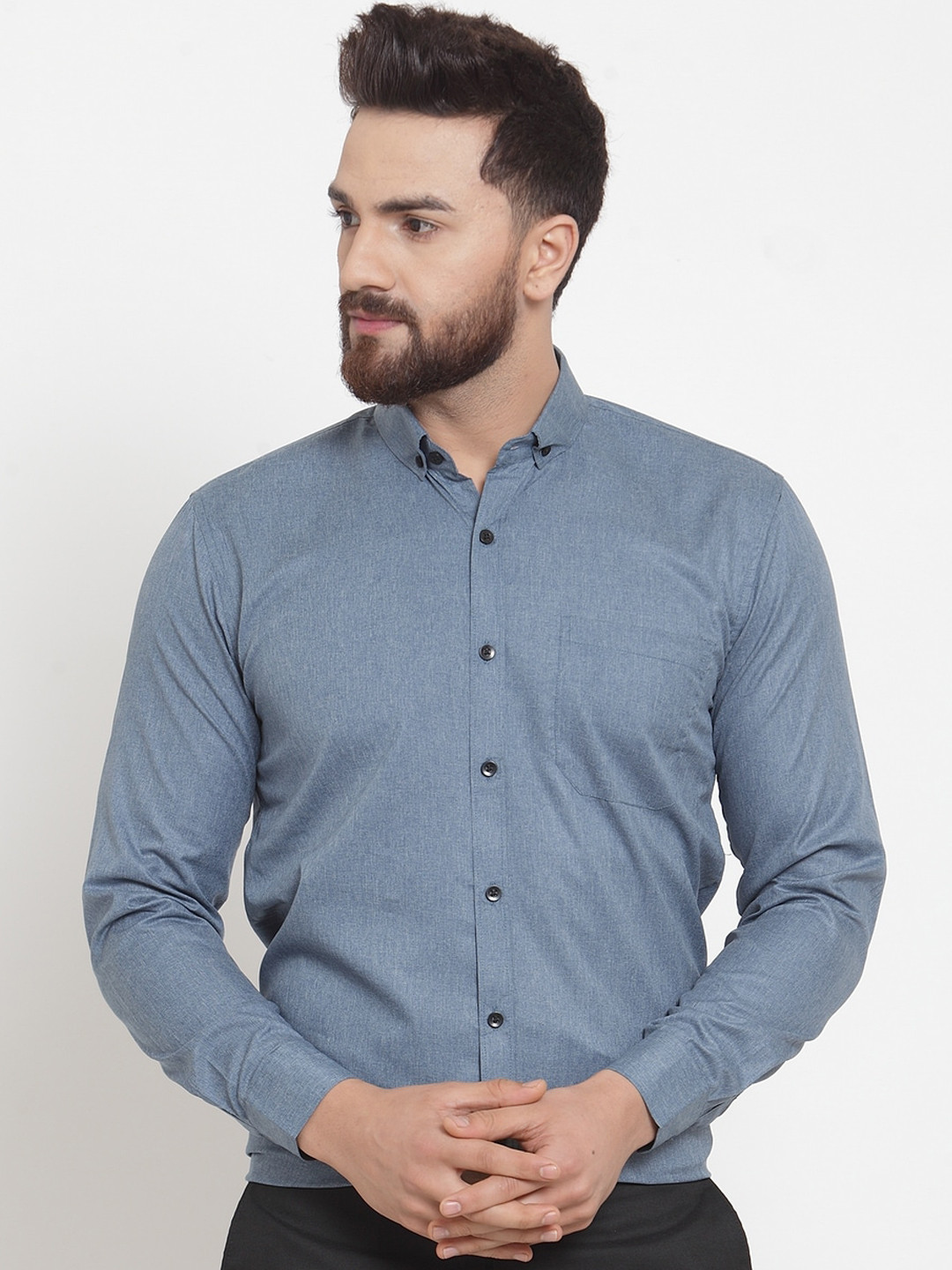 

JAINISH Men Blue Smart Opaque Formal Shirt