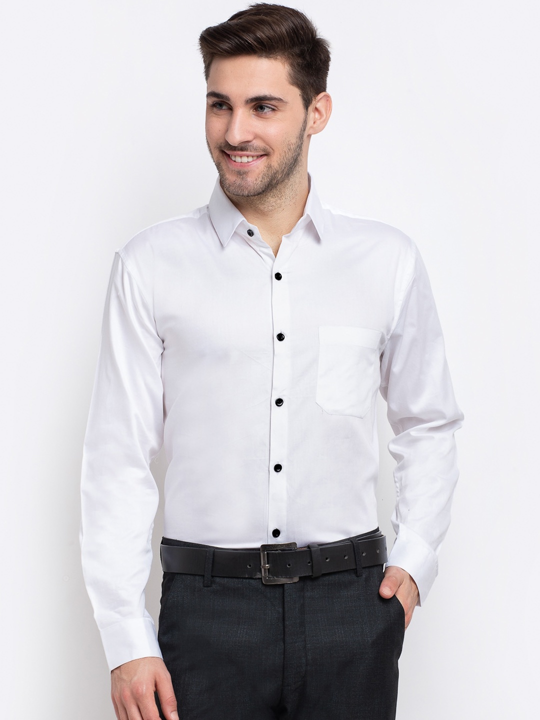 

JAINISH Men White Smart Opaque Formal Shirt