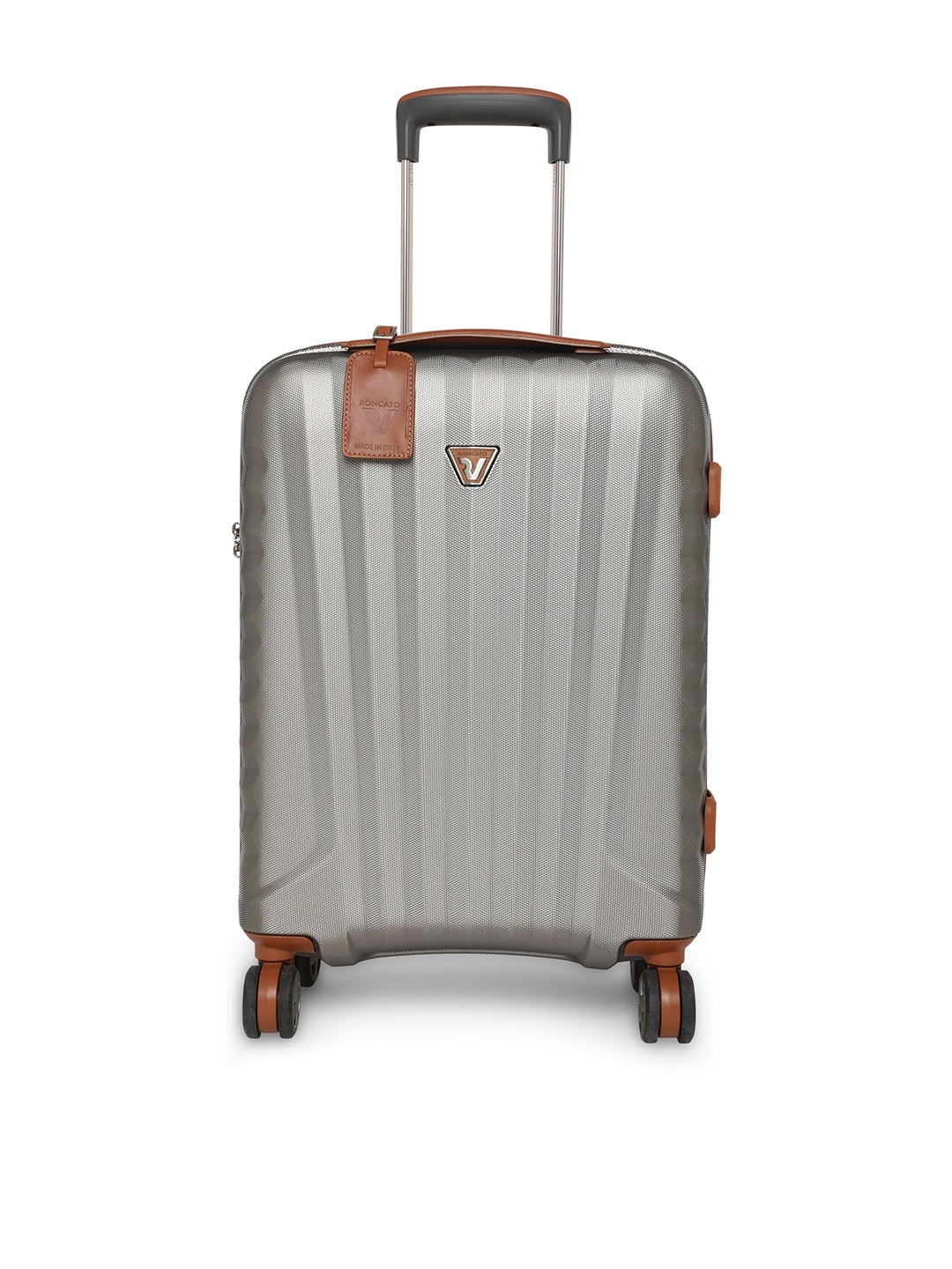 

RONCATO ELITE Range Cognac and Titanio 21" Cabin Hard Trolley Bag, Silver