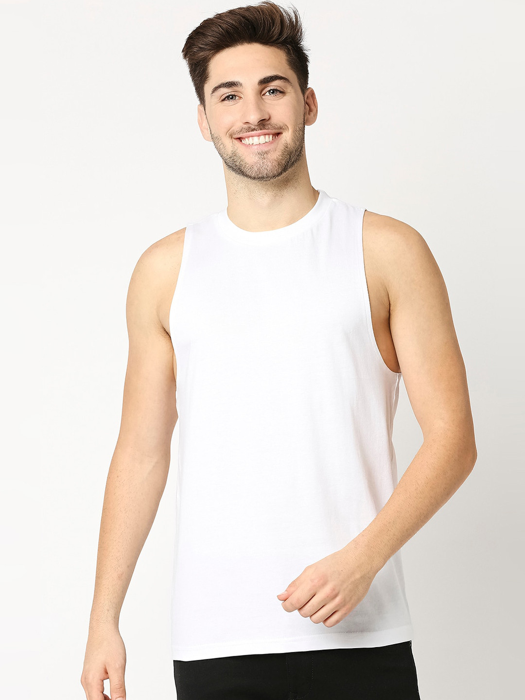 

Bewakoof Deep Armhole Cotton Innerwear Vest, White