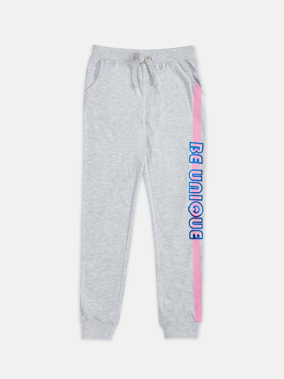 

Pantaloons Junior Girls Grey Solid With Graphic Printed Joggers
