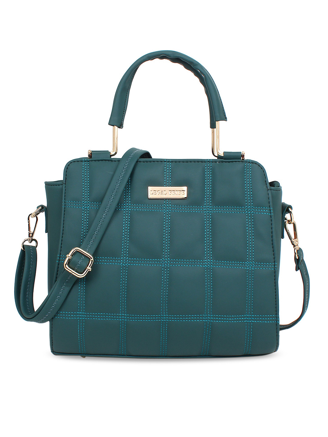 

LEGAL BRIBE Green PU Structured Shoulder Bag with Quilted