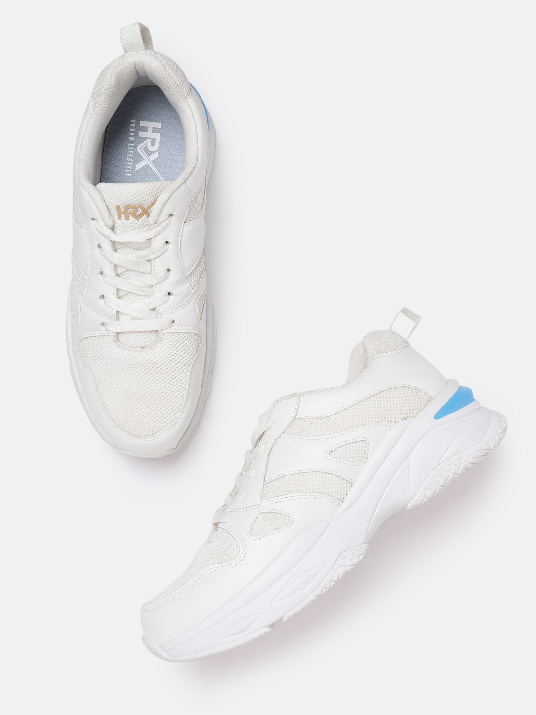 

HRX by Hrithik Roshan Men White Woven Design Chunky Sneakers