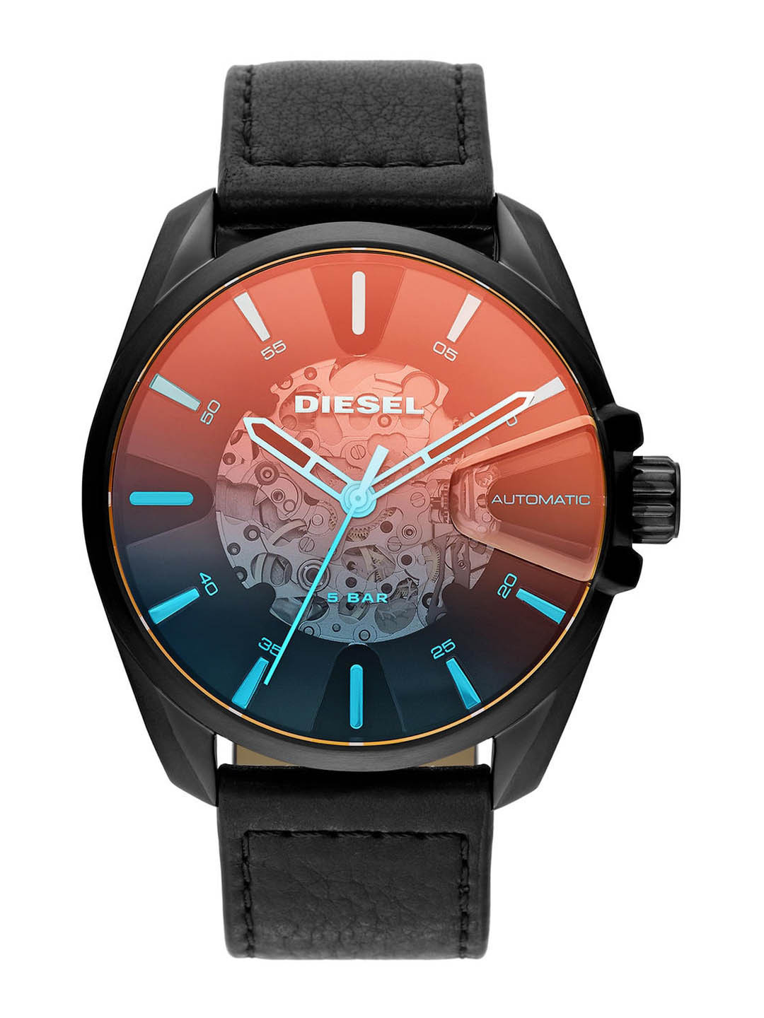 

DIESEL Men Orange Black Leather Straps Analogue Automatic Motion Powered Watch DZ1967