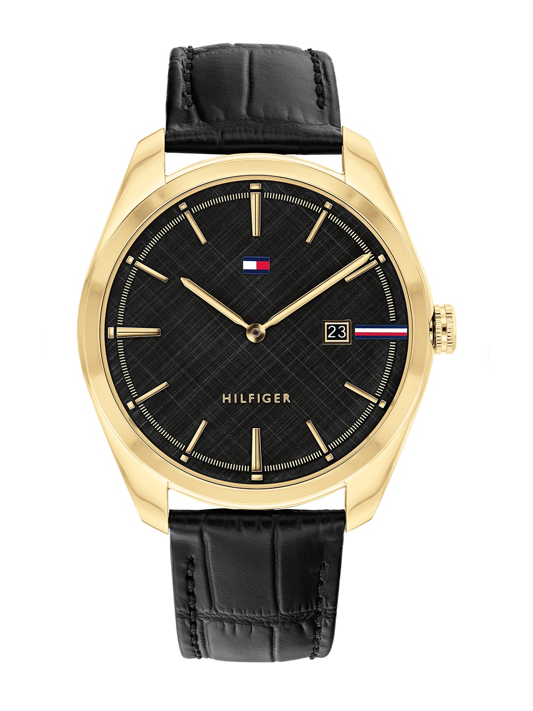 

Tommy Hilfiger Men Black Dial & Black Leather Textured Straps Analogue Watch TH1710428W