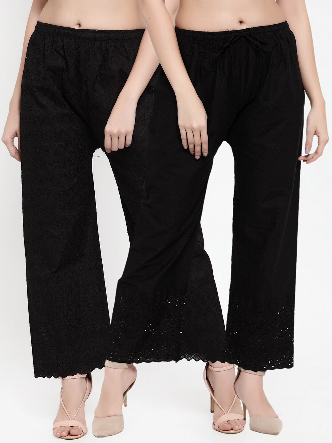 

Miaz Lifestyle Pack Of 2 Women Black Ethnic Palazzos