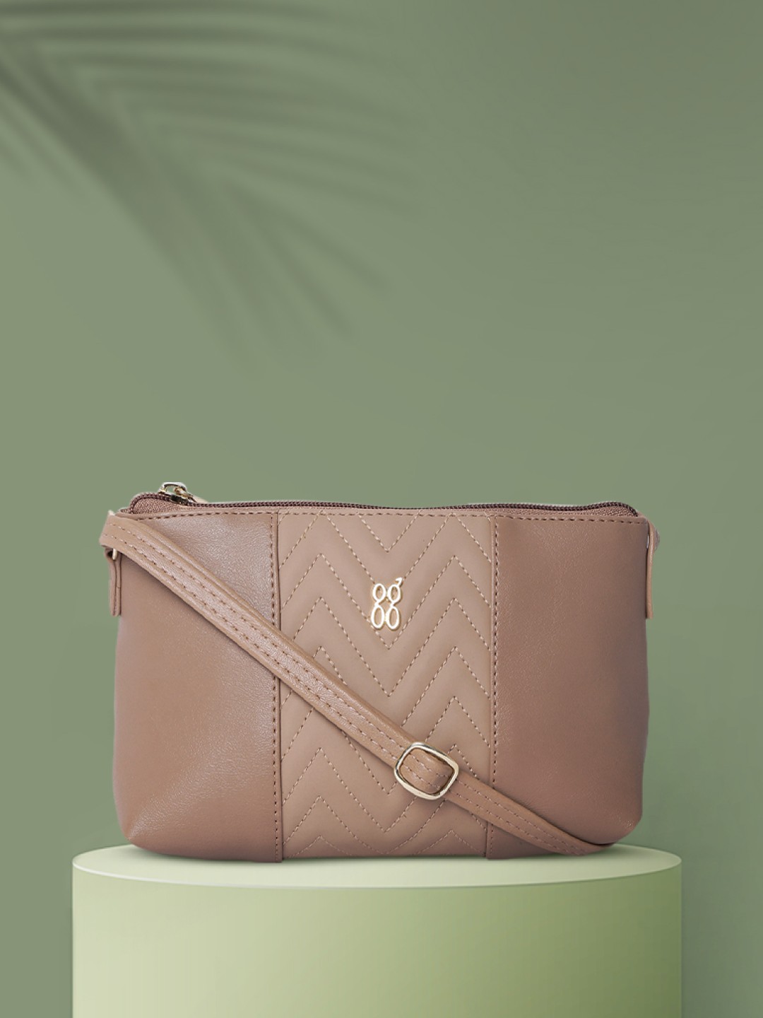 

Baggit Dusty Pink Colourblocked Structured Sling Bag