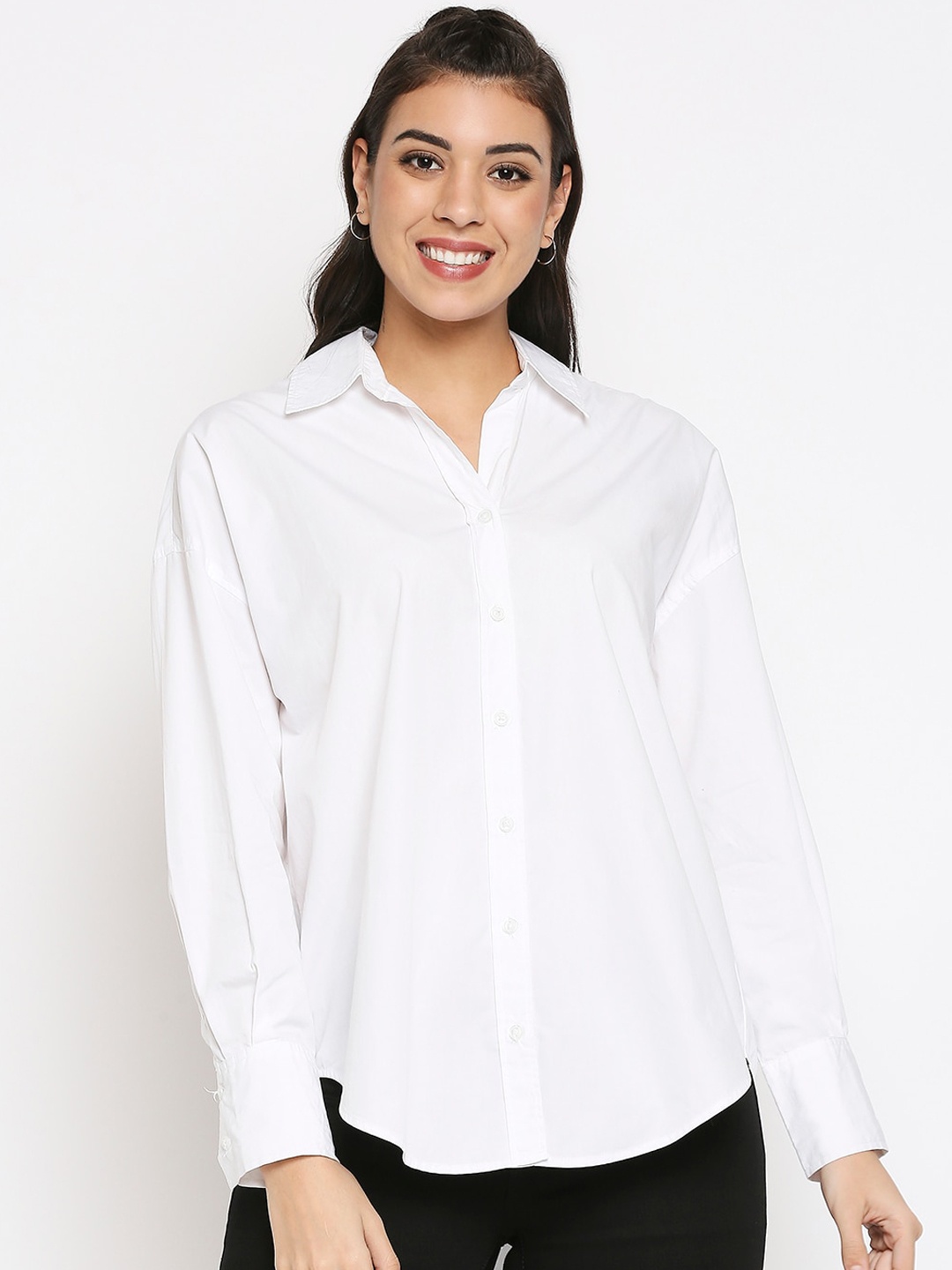 

20Dresses Women White Boxy Opaque Formal Shirt