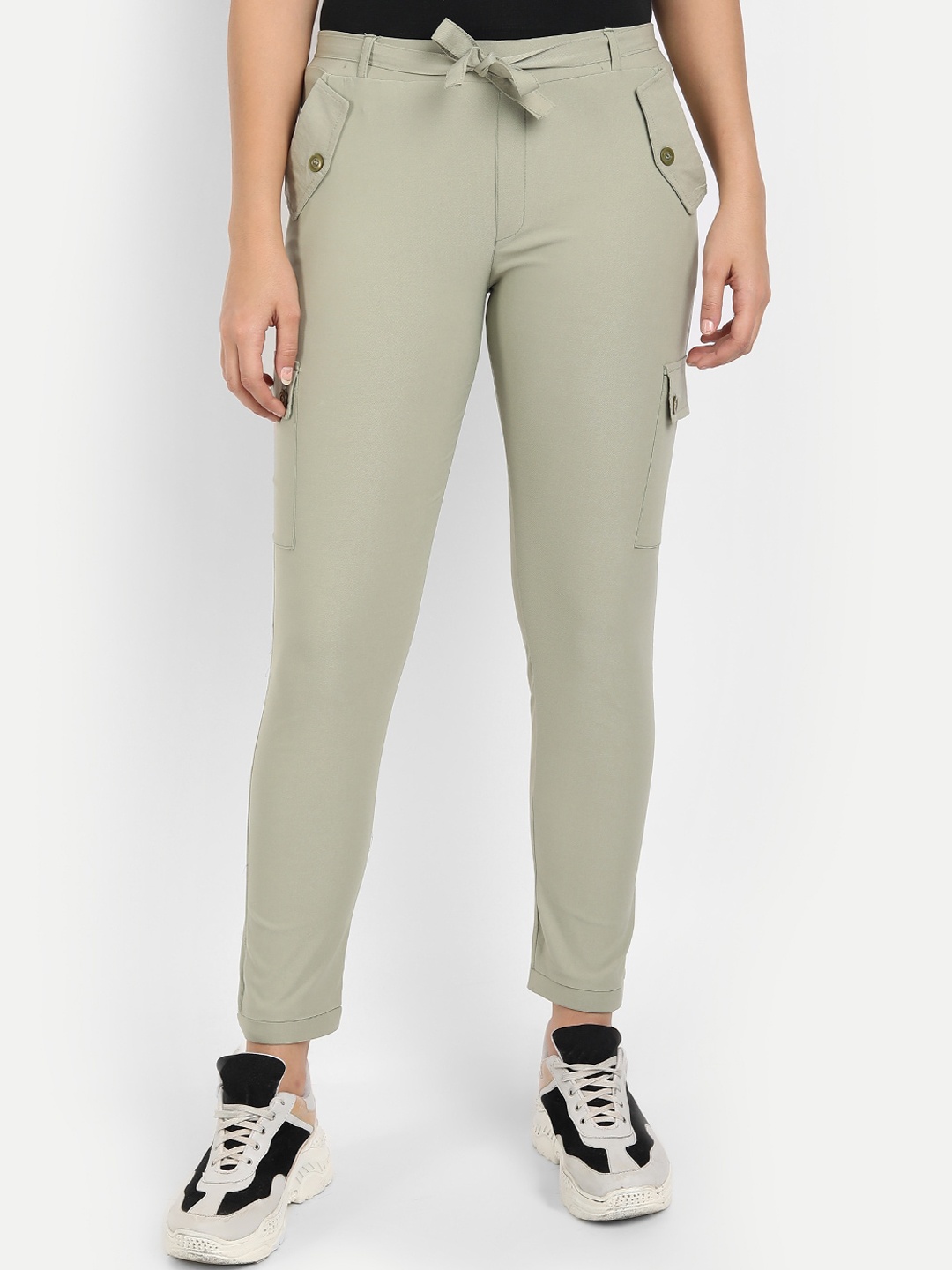 

BROADSTAR Women Green Skinny Fit High-Rise Trousers