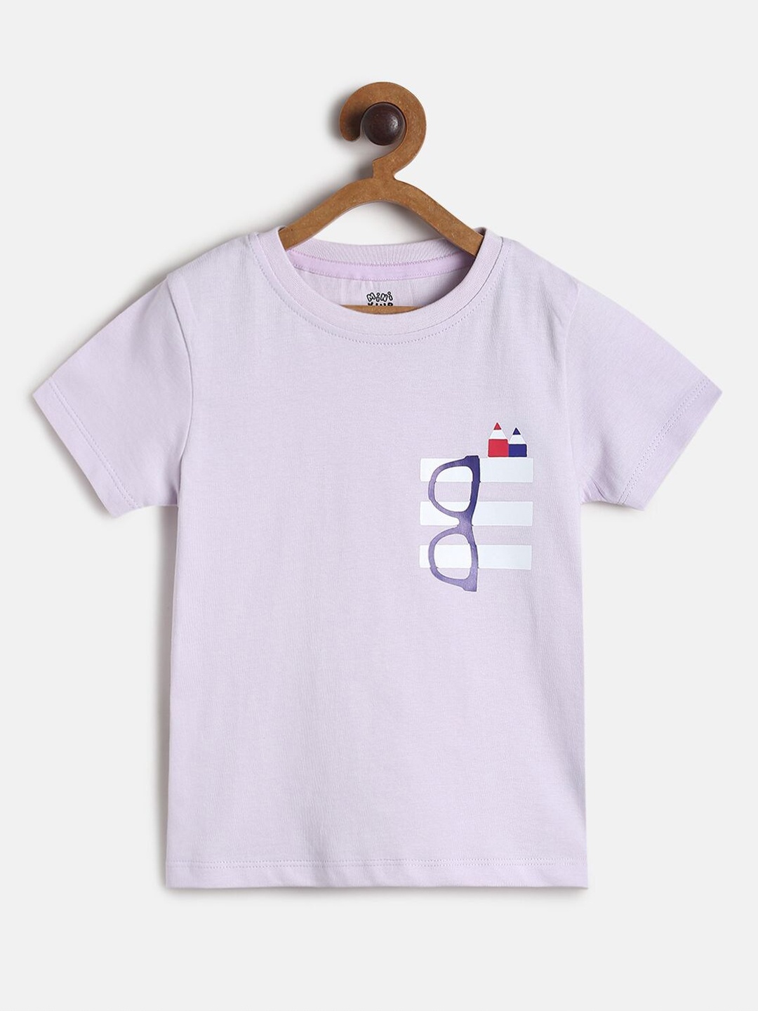 

MINI KLUB Boys Lavender Printed Pure Cotton T-shirt