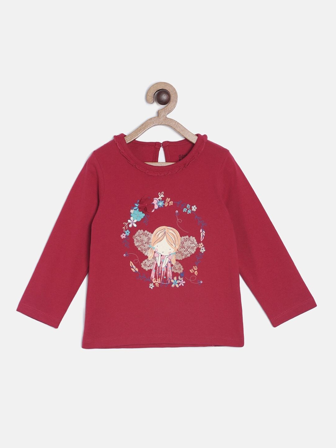 

MINI KLUB Girls Red Printed Regular Top