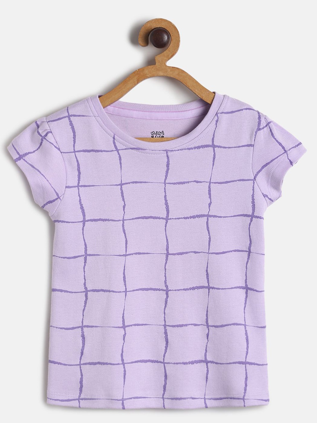 

MINI KLUB Purple Checked Regular Pure Cotton Top