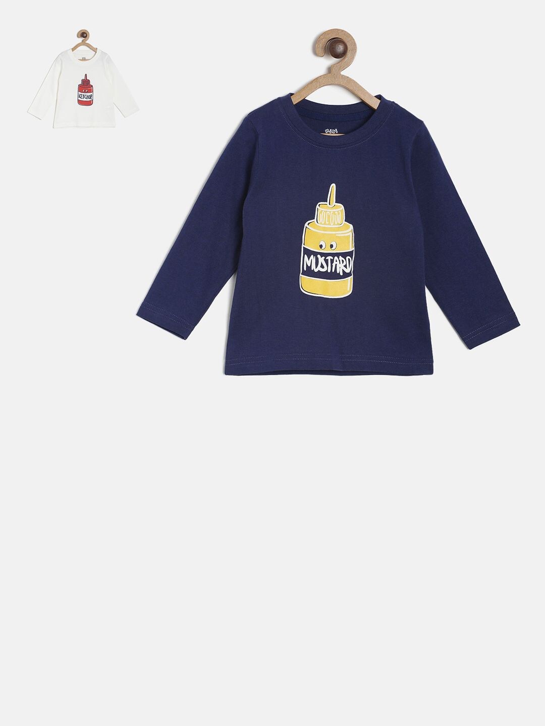 MINI KLUB Boys Multicoloured Typography 2 V-Neck Applique T-shirt, Multi
