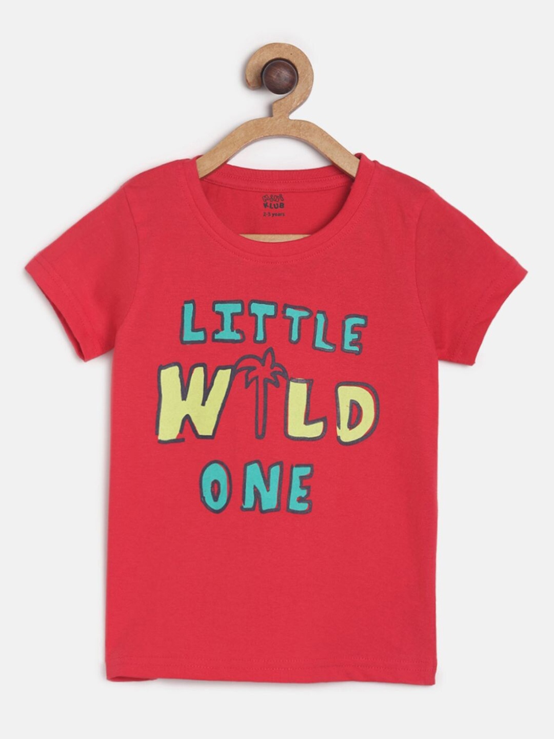 

MINI KLUB Boys Red & Lime Green Typography Printed T-shirt