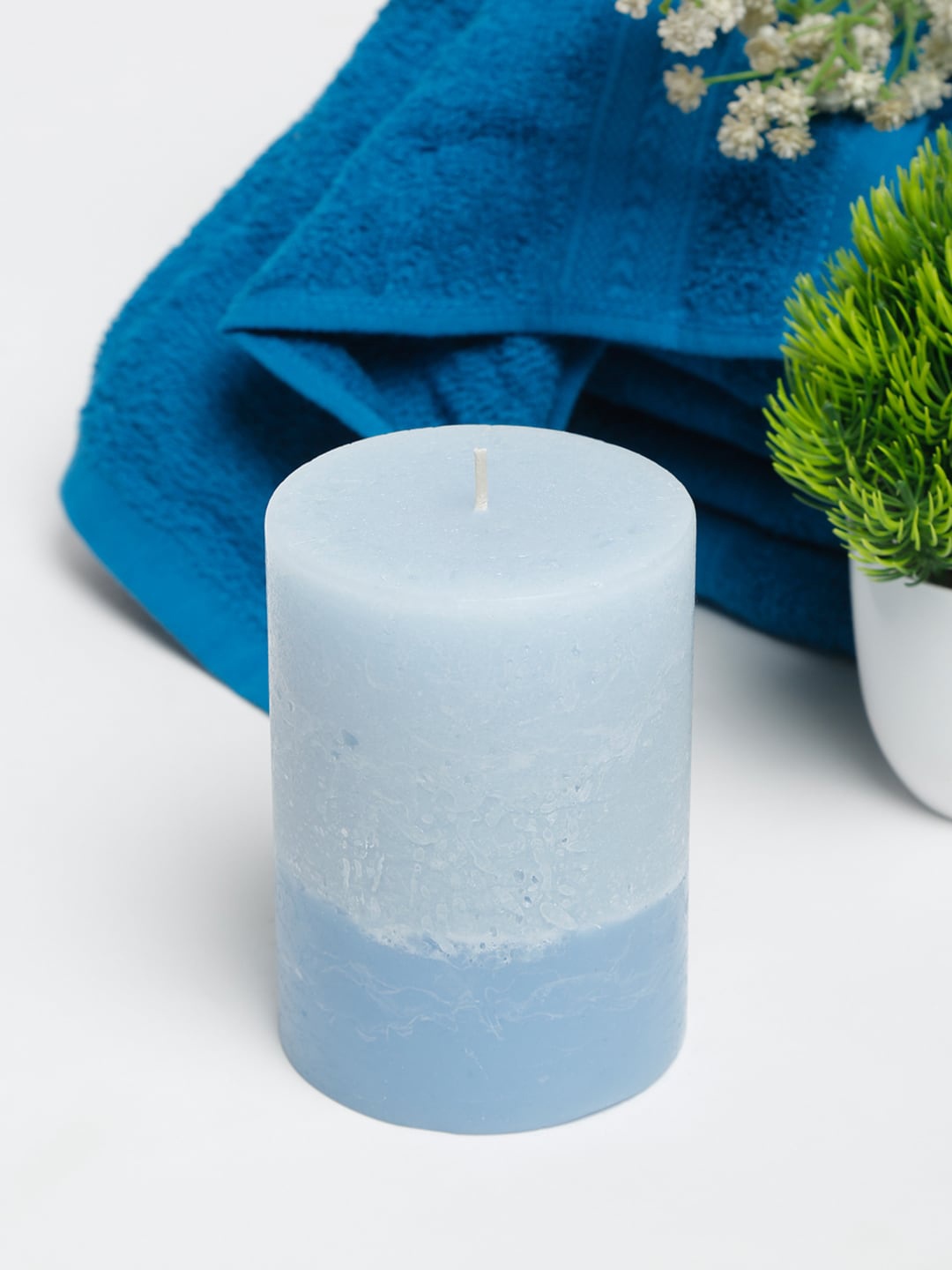 

Fabindia Blue Solid Wax Fragrance Amlasarah Siyahi Pillar Candle