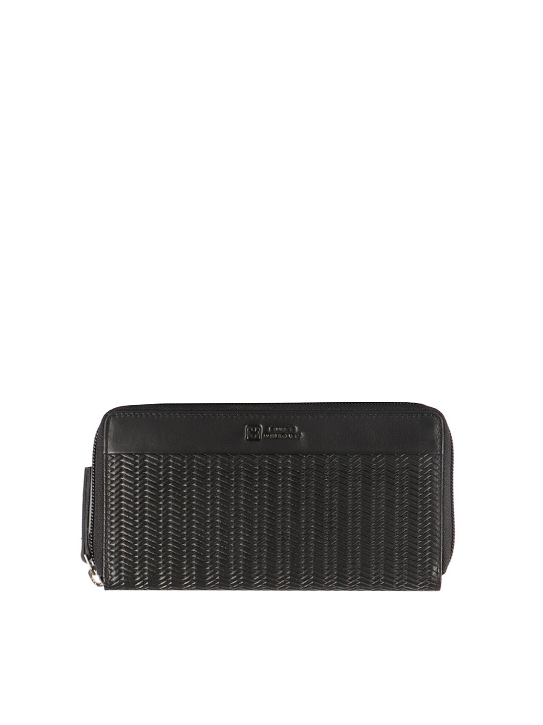 

SWISS MILITARY Men Black Textured Leather Zip Around Wallet