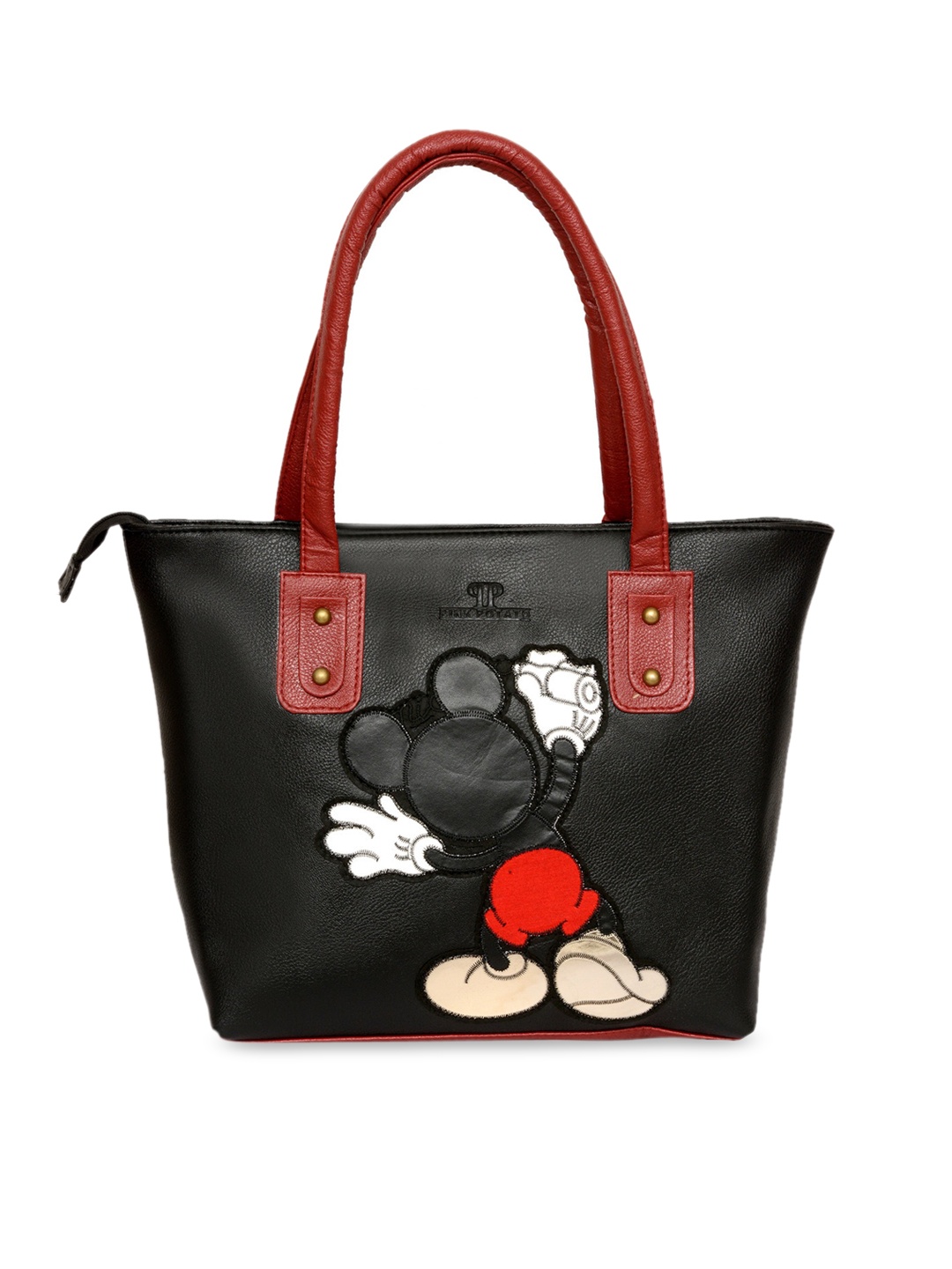 

Pink Potato Black Shopper Shoulder Bag with Applique