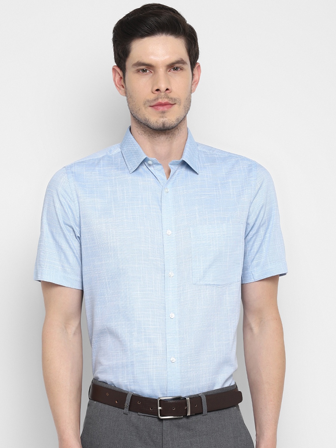 

Turtle Men Blue Opaque Textured Cotton Formal Shirt