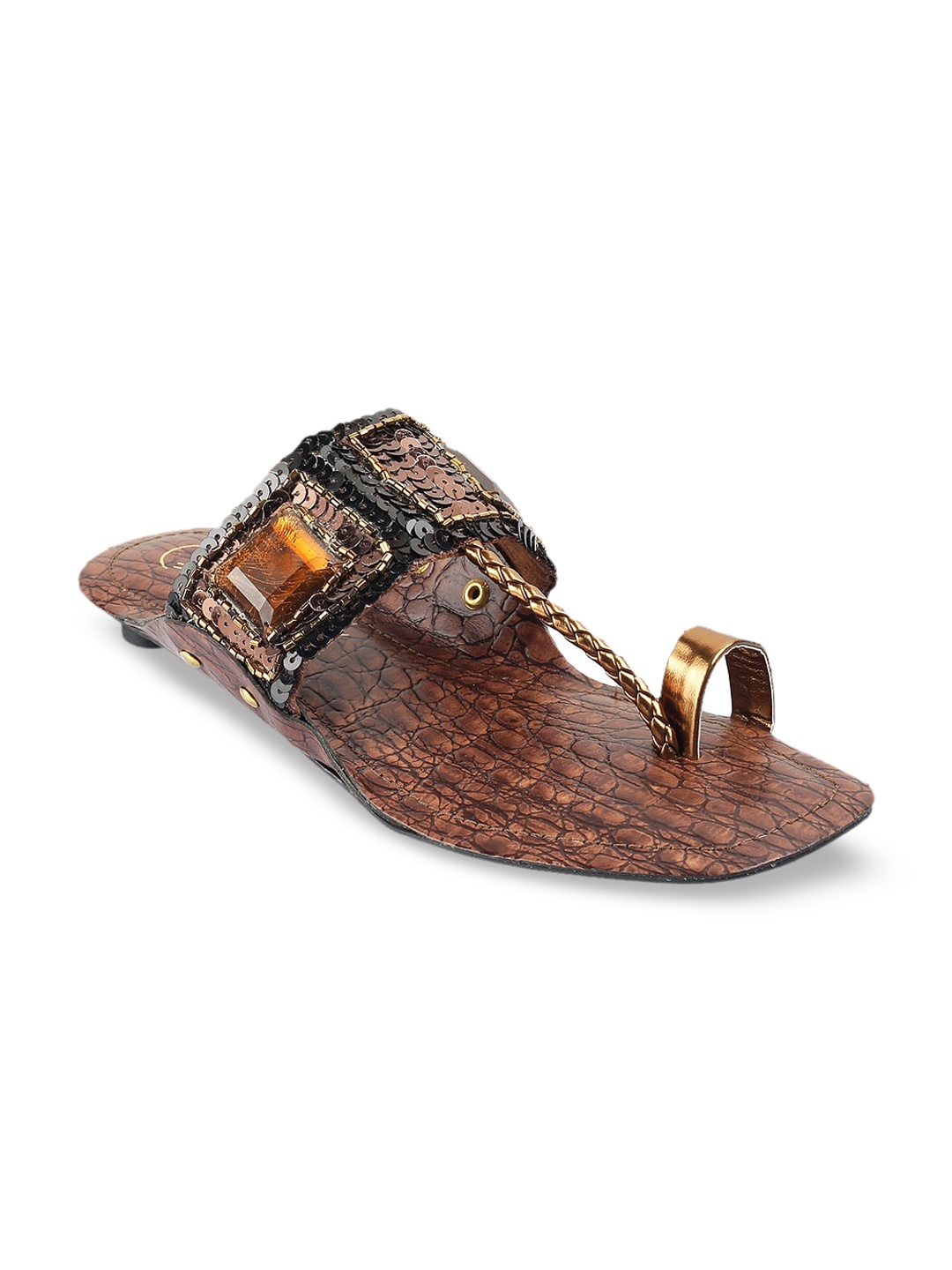 

Catwalk Women Brown Textured Embellished One Toe Flats