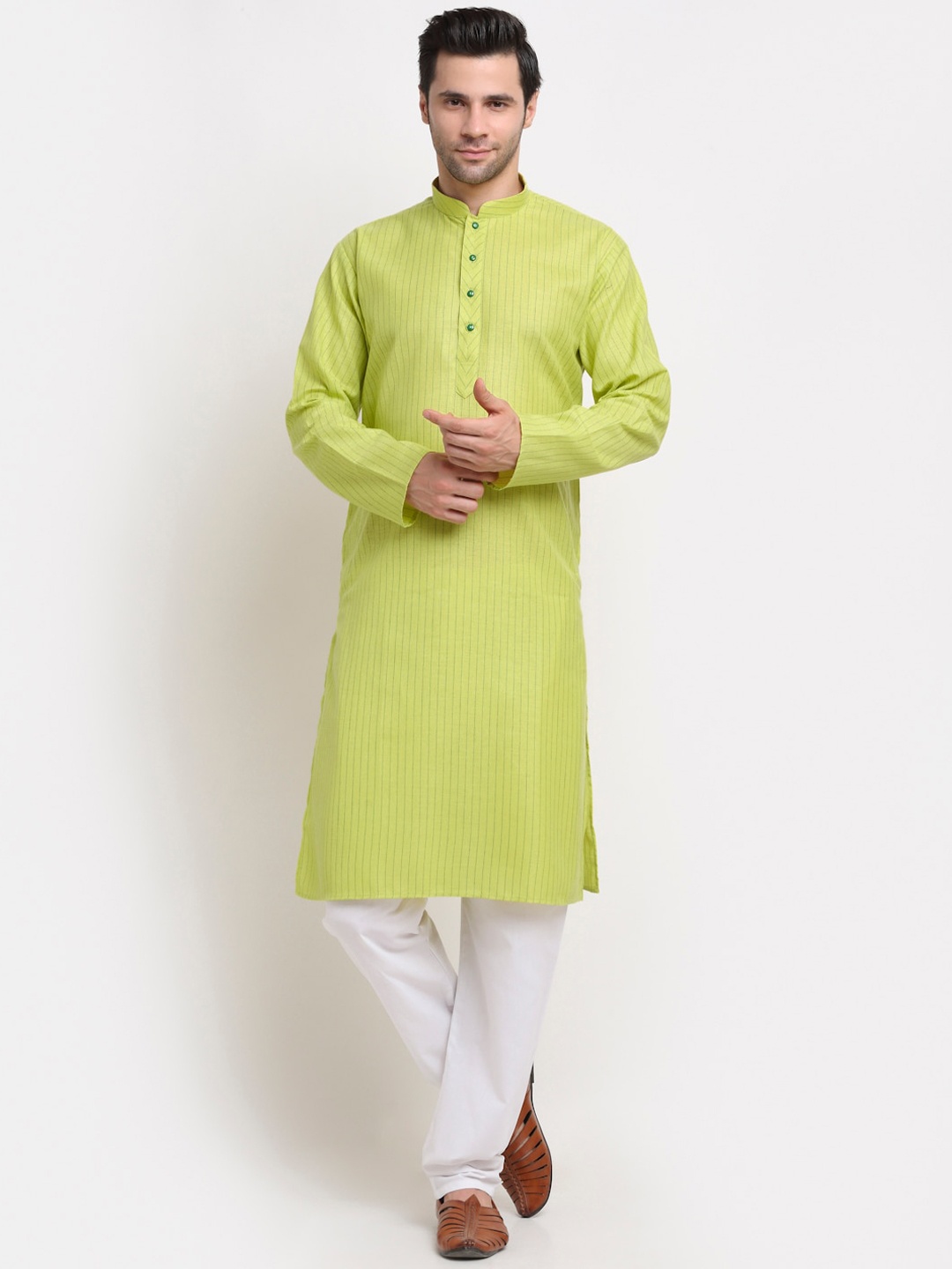 

KRAFT INDIA Men Green Regular Pure Cotton Kurta with Pyjamas