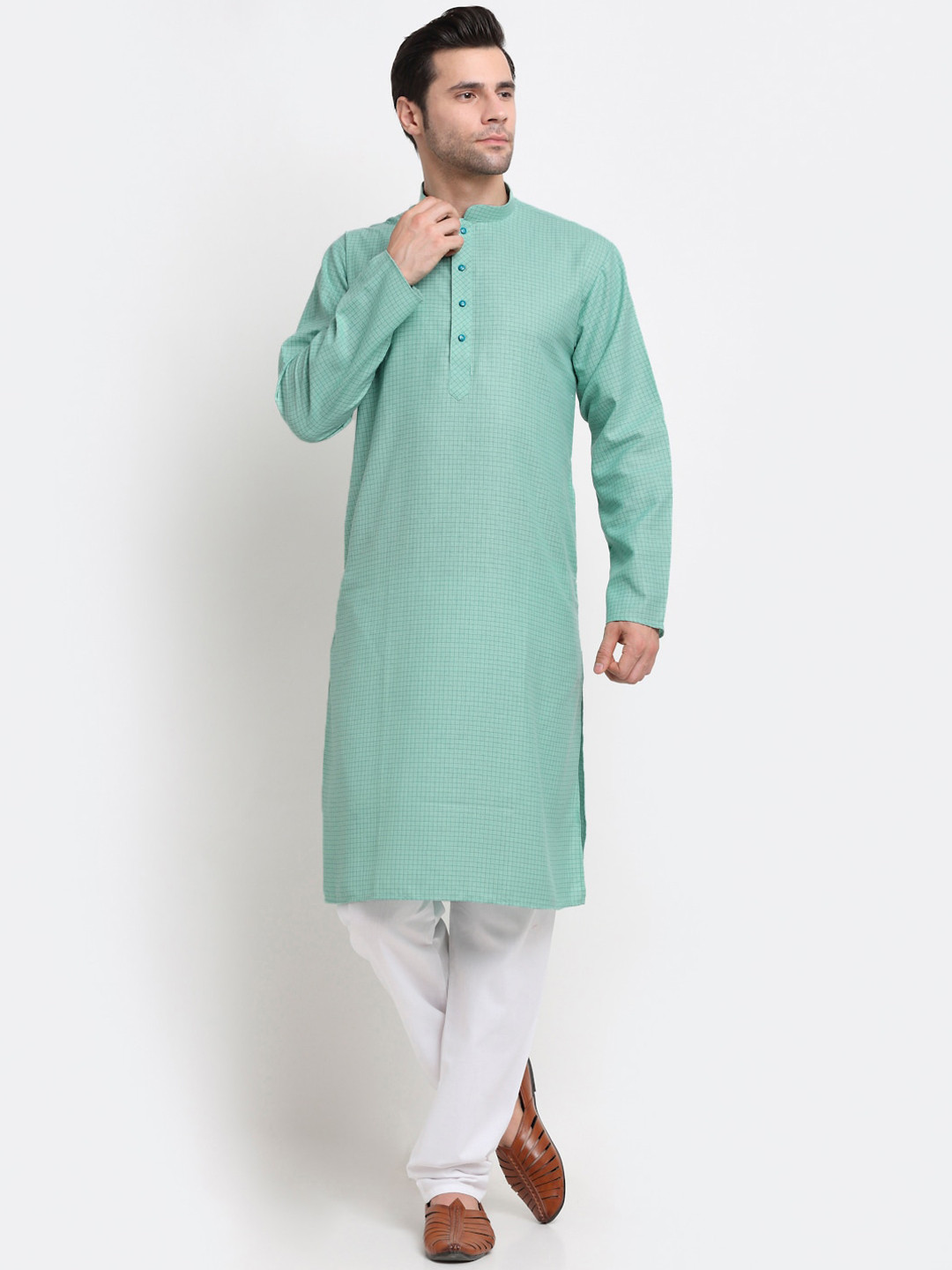 

KRAFT INDIA Men Sea Green Regular Pure Cotton Kurta with Pyjamas