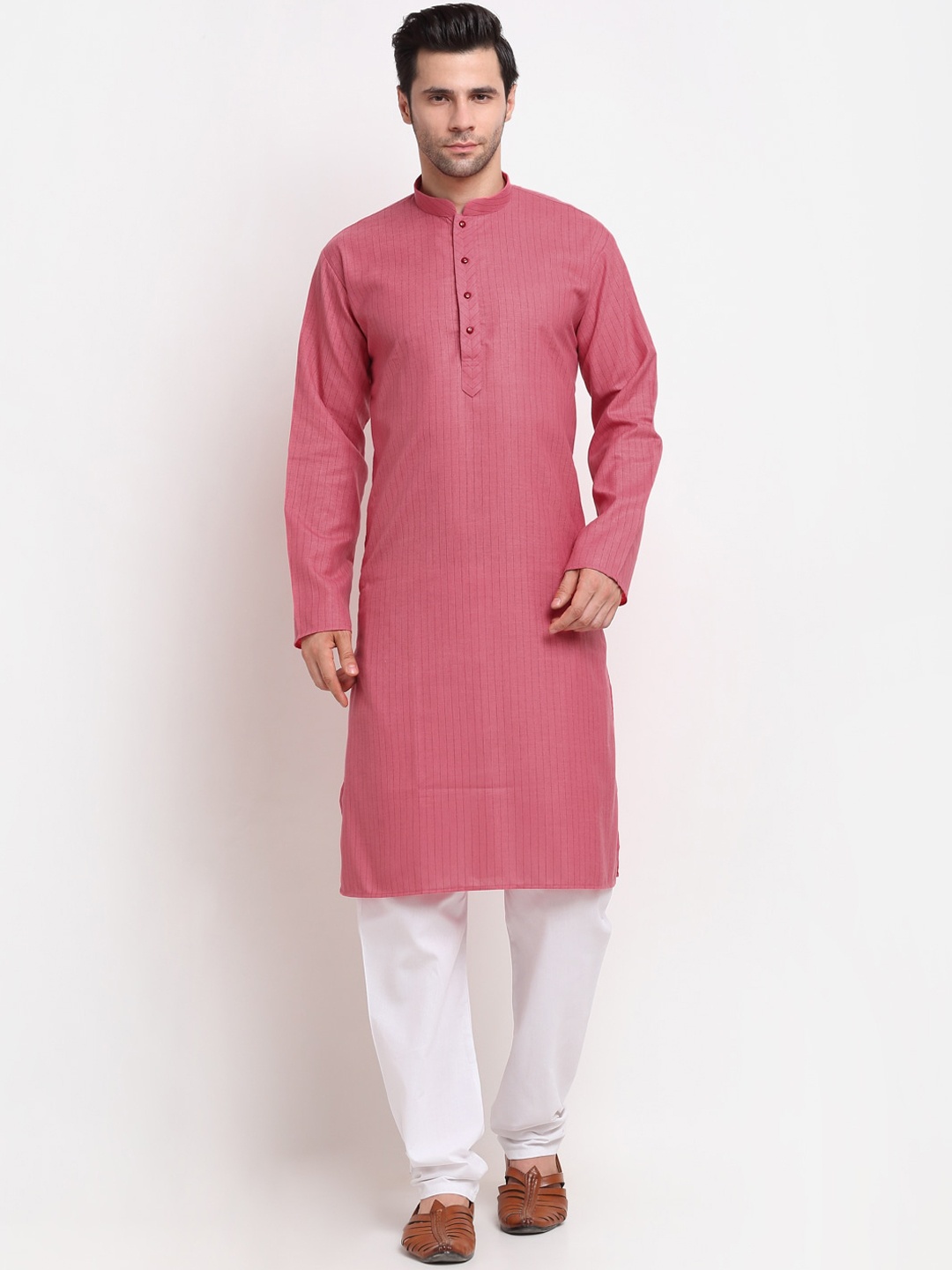 

KRAFT INDIA Men Pink Regular Pure Cotton Kurta with Pyjamas