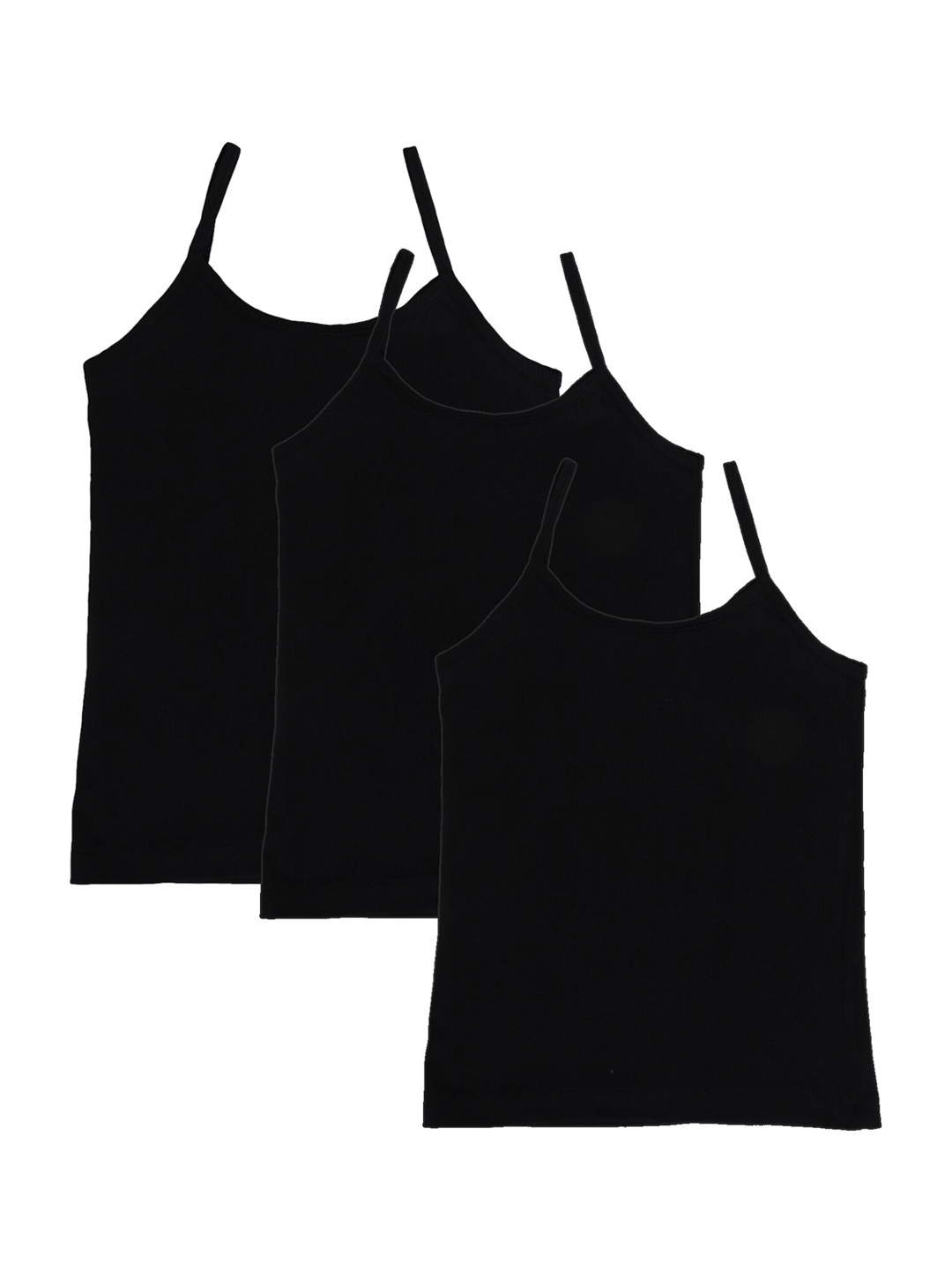 

YK Girls Pack Of 3 Black Solid Cotton Camisoles