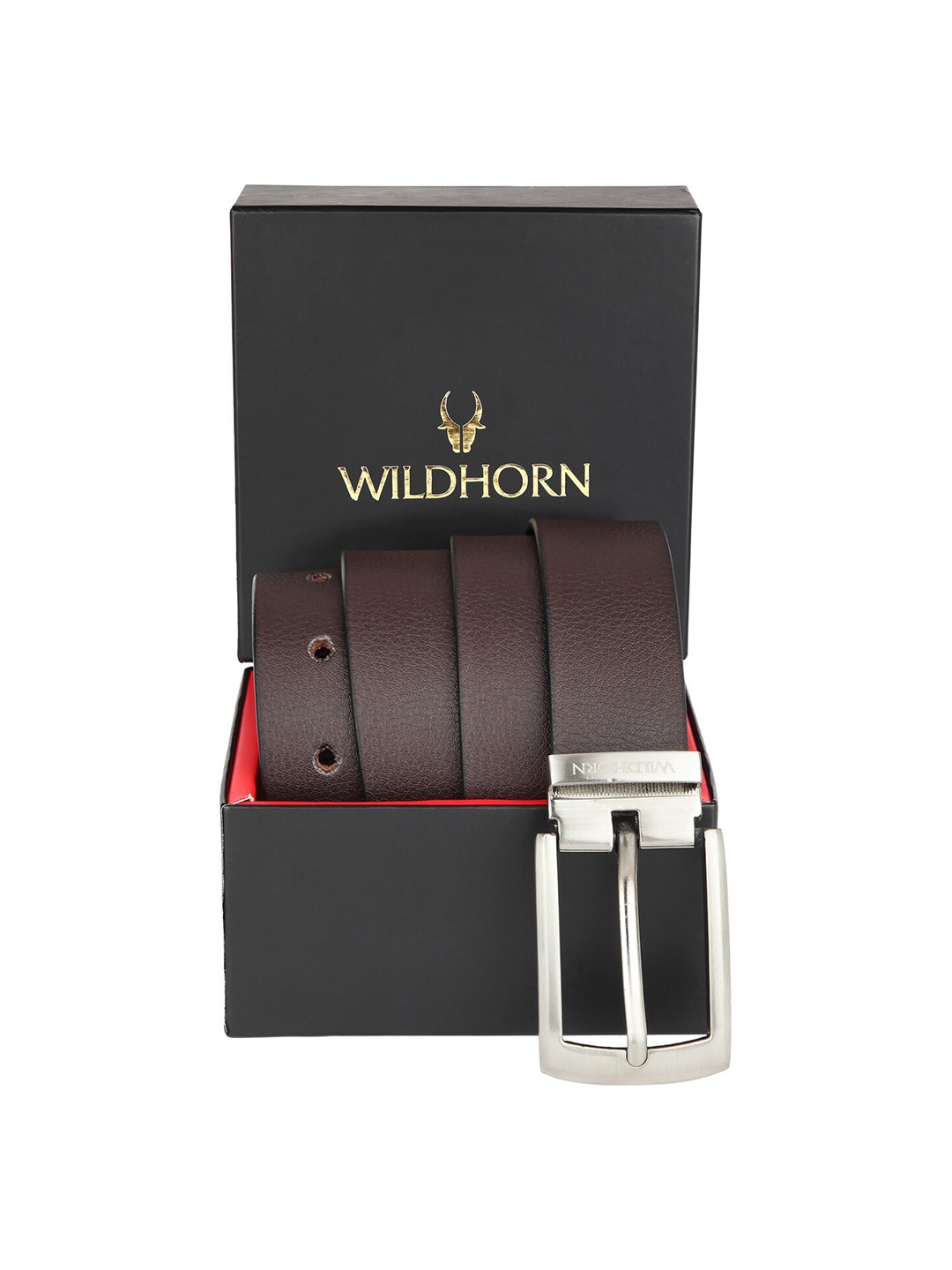 

WildHorn Men Brown Textured Leather Formal Belt