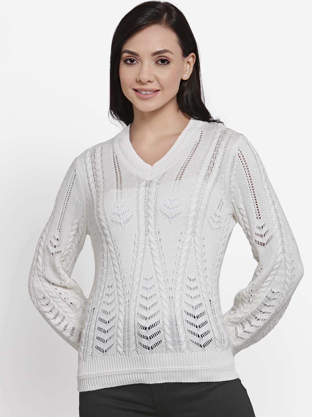 

Mode by Red Tape Women White Pullover Sweater