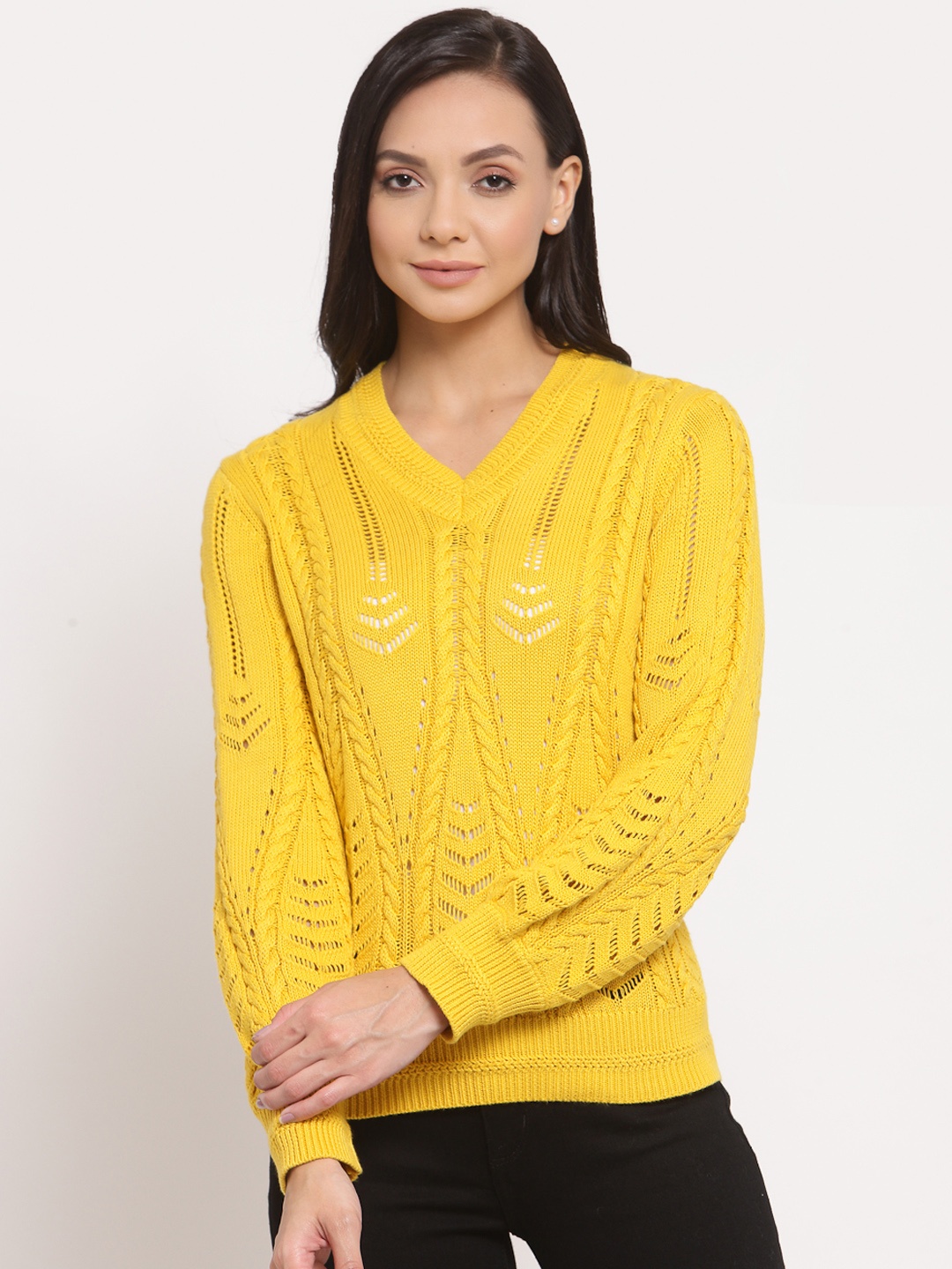 

Mode by Red Tape Women Yellow Pullover Sweater
