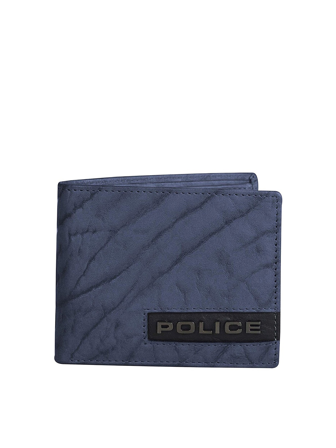 

Police Men Navy Blue Textured Leather Leather Two Fold Wallet