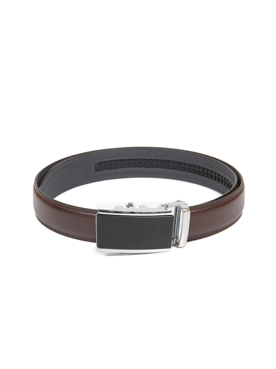 

Calvadoss Men Brown Textured Autoratch No Holes Belt