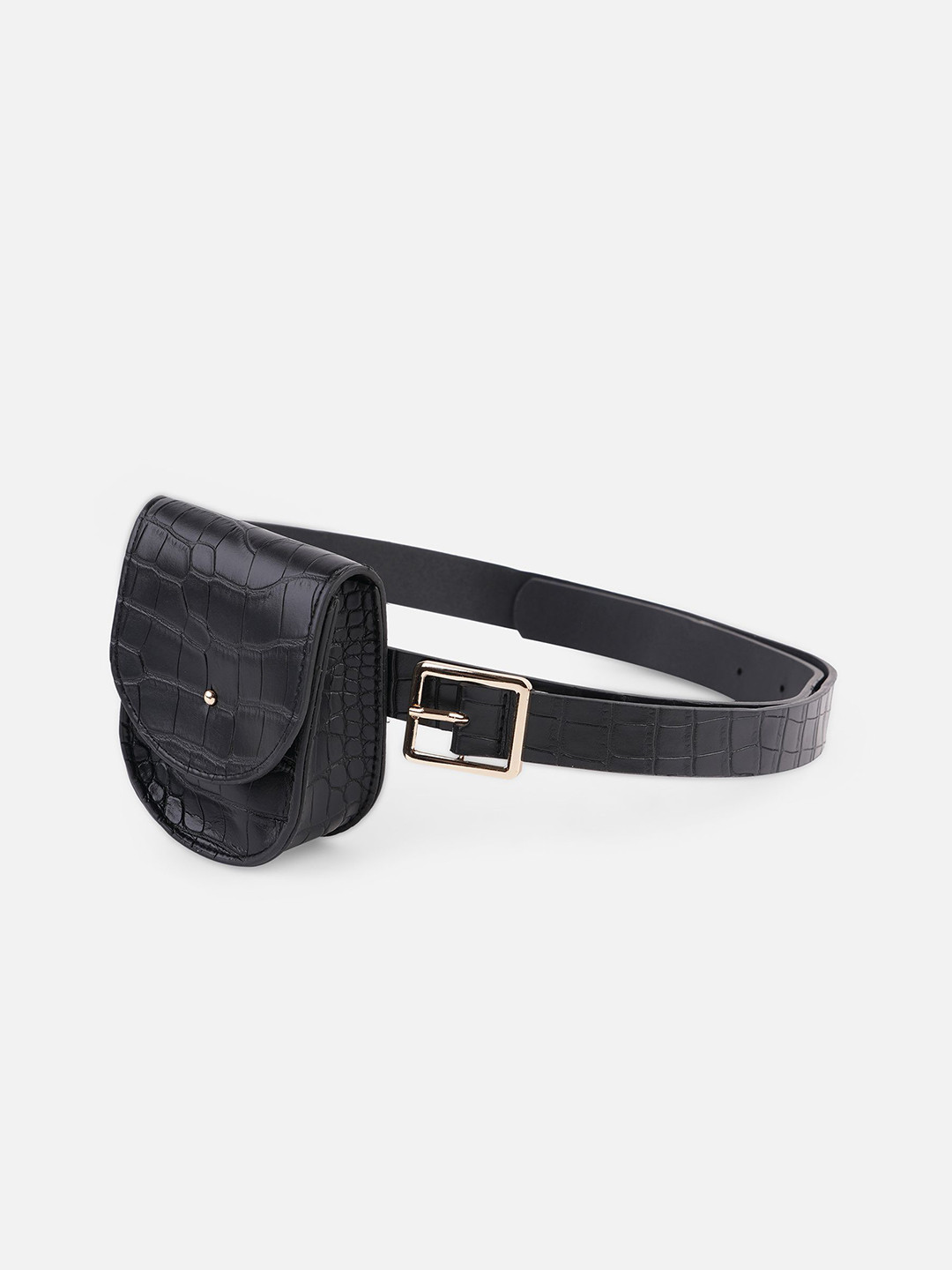 

20Dresses Women Black Textured Bag Belt